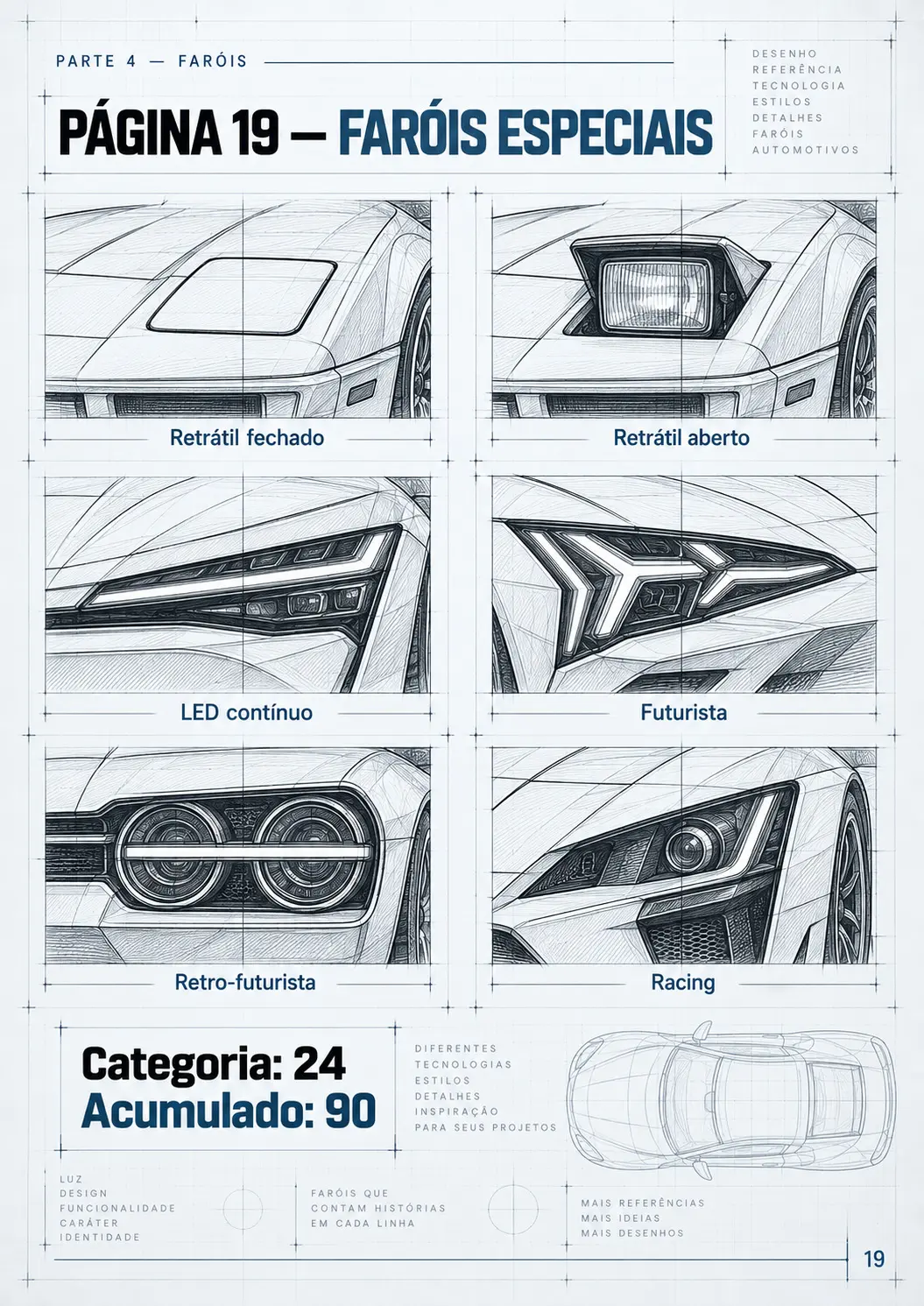 Página da biblioteca de desenho automotivo